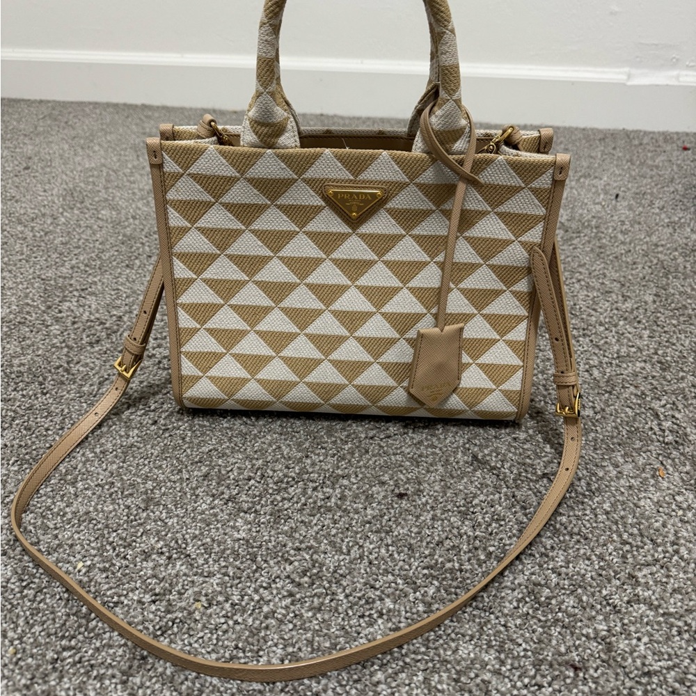 Prada Tan Geometric Pattern Women's Bag